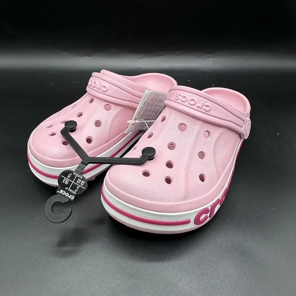 Kids Juniors Crocs Pink Bayaband Clog K Size 1 (j1) Comfort Shoes 205100-606 NEW